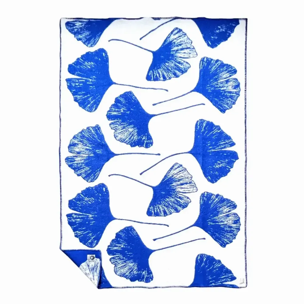 Throw blankets - Wool blanket plaid, Ginkgo Princess Blue - WOOL ONLY BY JOWOLLINA