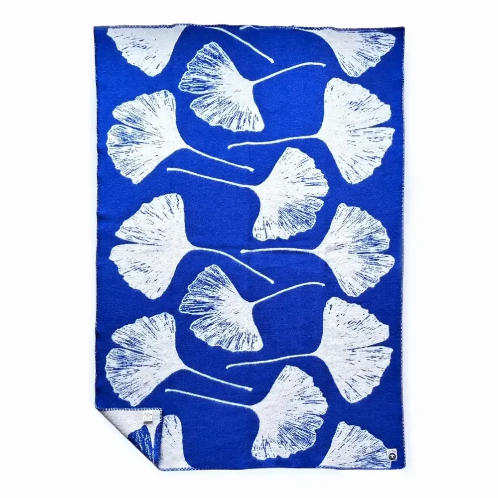 Throw blankets - Wool blanket plaid, Ginkgo Princess Blue - WOOL ONLY BY JOWOLLINA