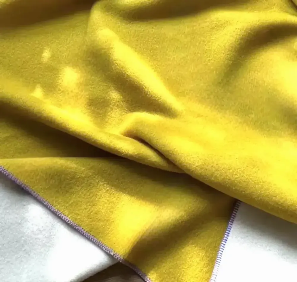 Plaids - Plaid couverture en laine, Moutarde Épicée - WOOL ONLY BY JOWOLLINA