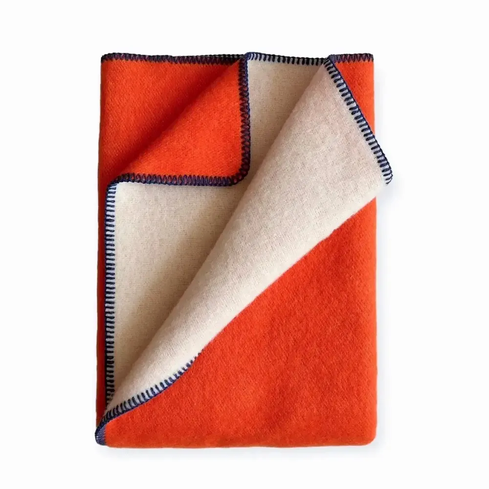 Plaids - Plaid couverture en laine, Orange Fluo - WOOL ONLY BY JOWOLLINA