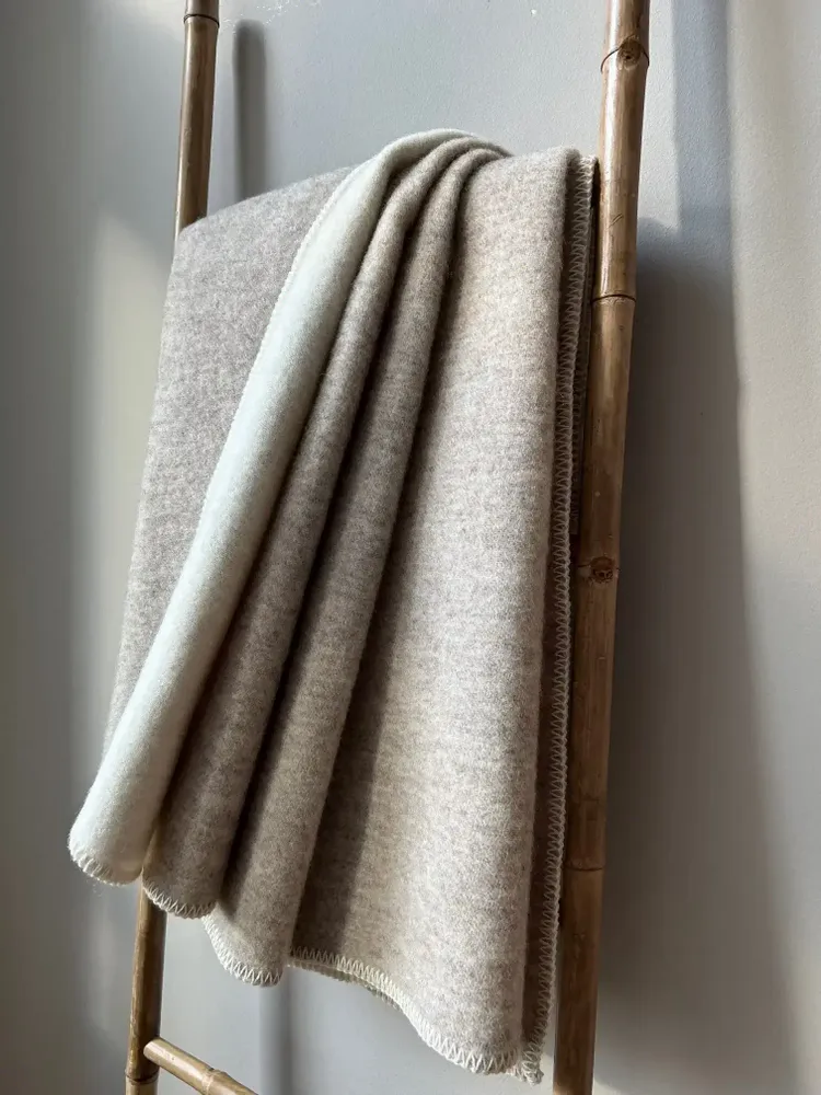 Plaids - Plaid couverture en laine, Beige Nature - WOOL ONLY BY JOWOLLINA