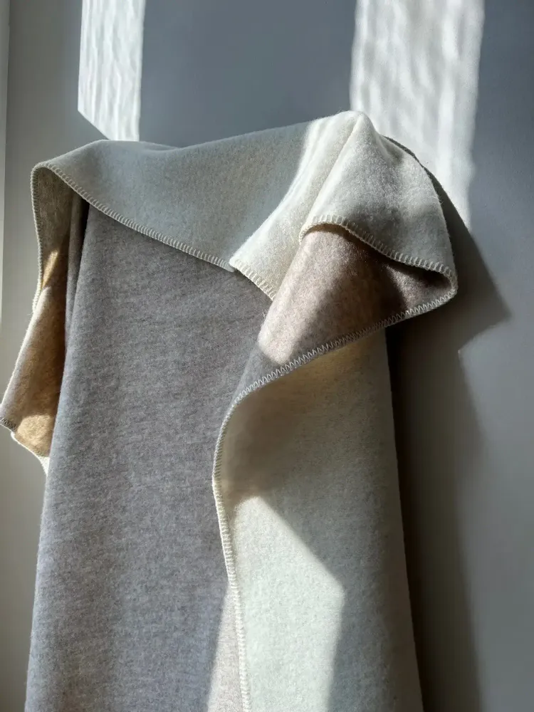 Plaids - Plaid couverture en laine, Beige Nature - WOOL ONLY BY JOWOLLINA