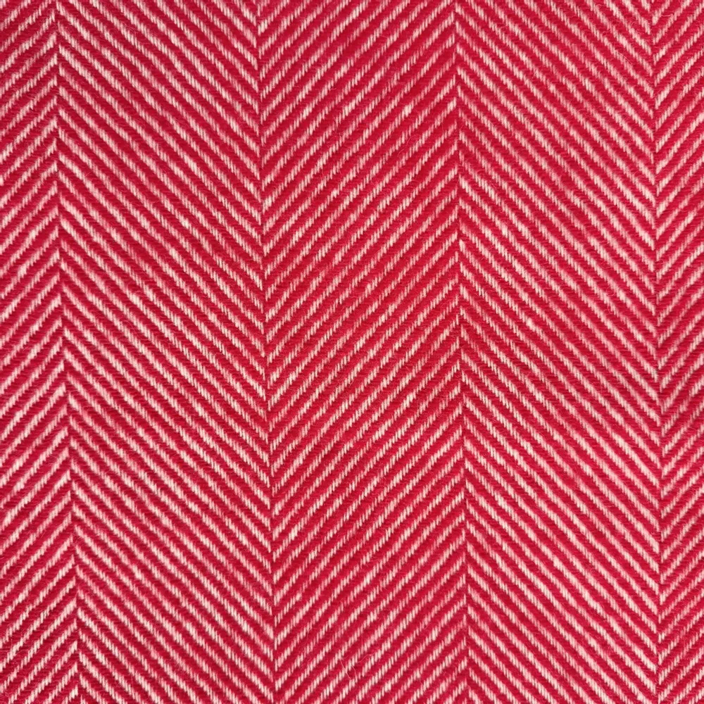 Plaids - Plaid couverture en laine, Chevrons Rouge Naturel - WOOL ONLY BY JOWOLLINA