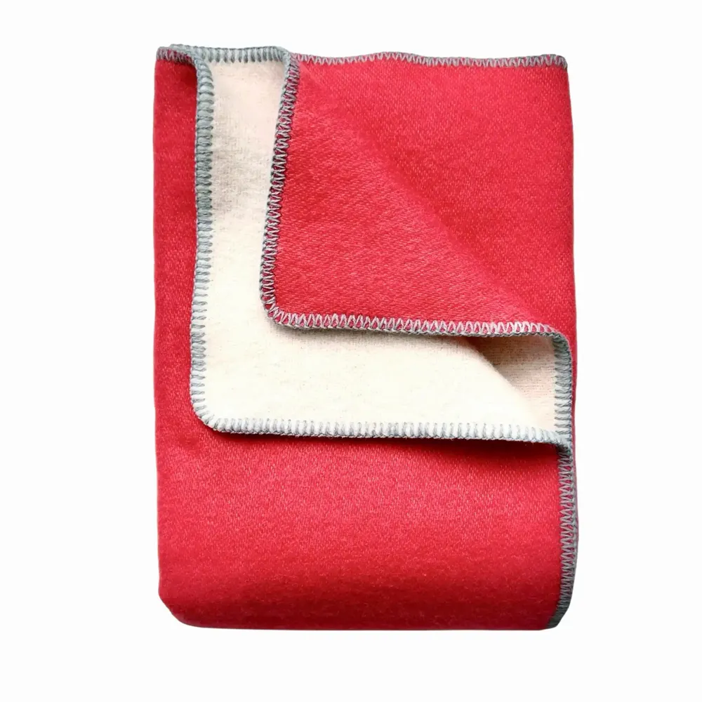 Throw blankets - Wool blanket plaid, Coral - WOOL ONLY BY JOWOLLINA