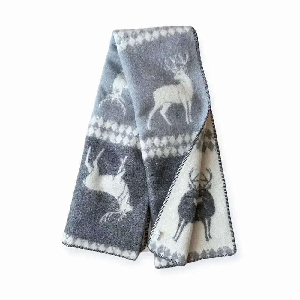 Throw blankets - Wool blanket plaid, Deer Grey - WOOL ONLY BY JOWOLLINA