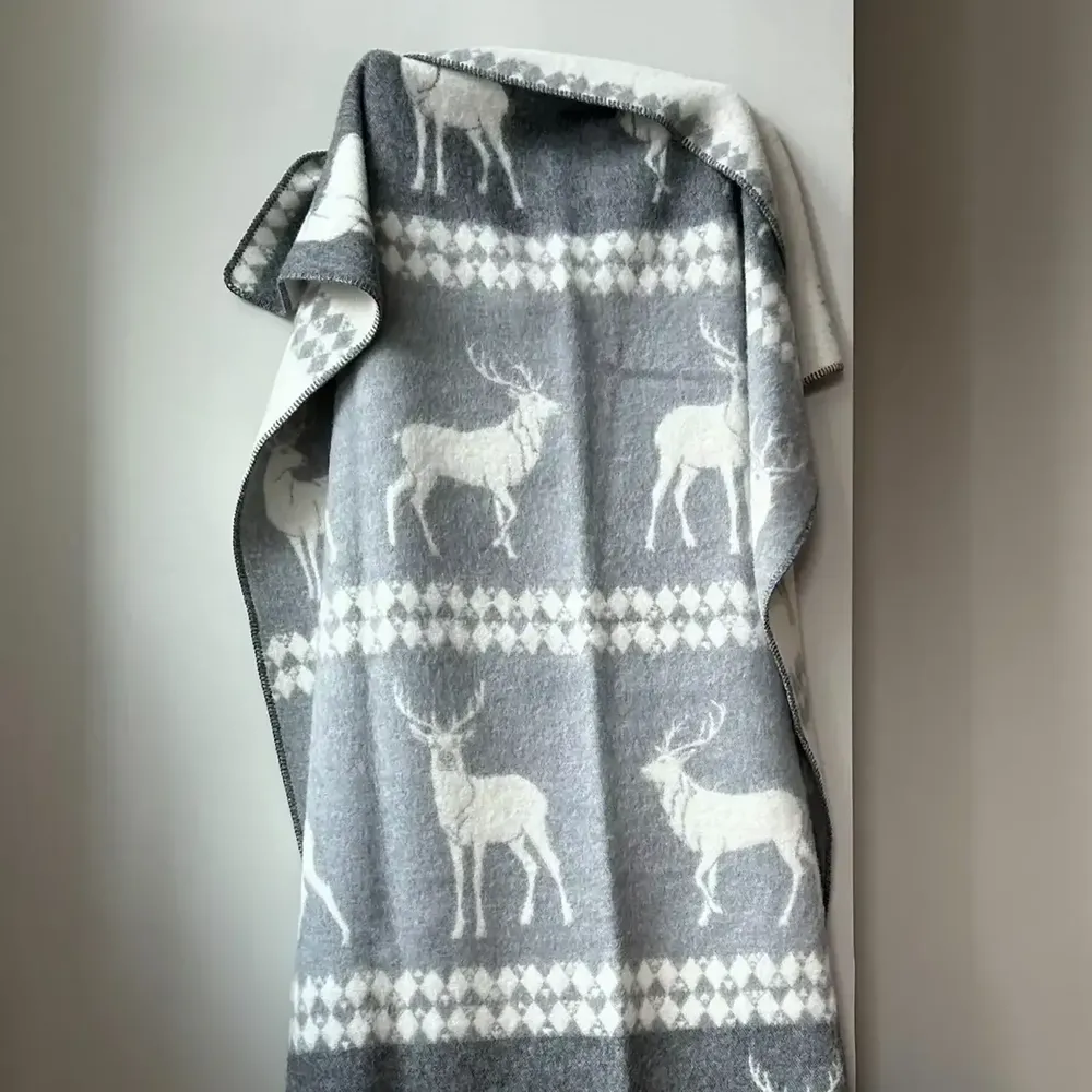 Throw blankets - Wool blanket plaid, Deer Grey - WOOL ONLY BY JOWOLLINA