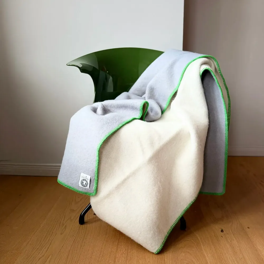 Throw blankets - Wool blanket plaid, Grey Green Apple - WOOL ONLY BY JOWOLLINA