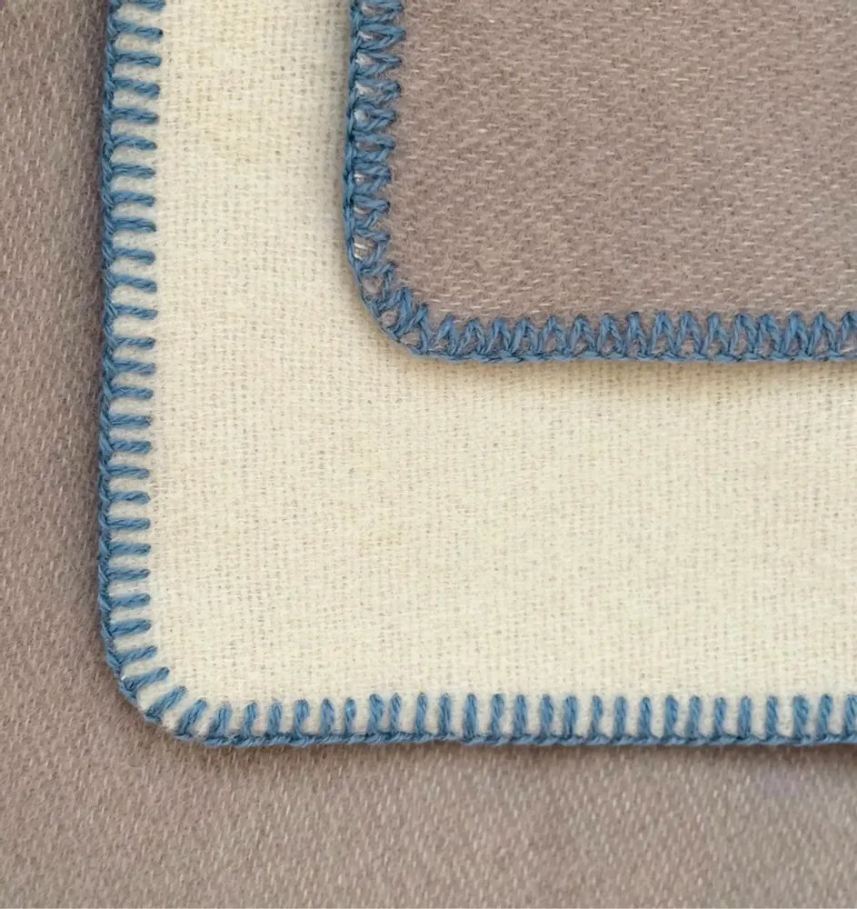 Throw blankets - Wool blanket plaid, Sand Grey Blue - WOOL ONLY BY JOWOLLINA