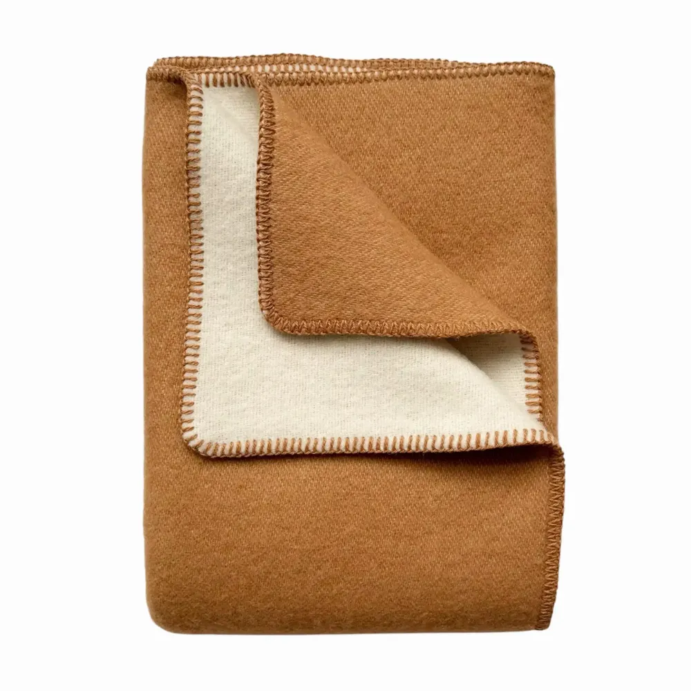 Plaids - Plaid couverture en laine, Camel - WOOL ONLY BY JOWOLLINA