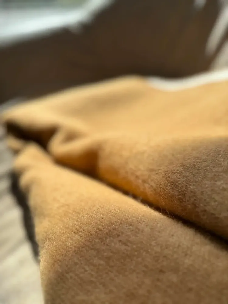 Plaids - Plaid couverture en laine, Camel - WOOL ONLY BY JOWOLLINA