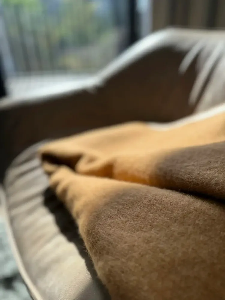 Plaids - Plaid couverture en laine, Double Camel - WOOL ONLY BY JOWOLLINA