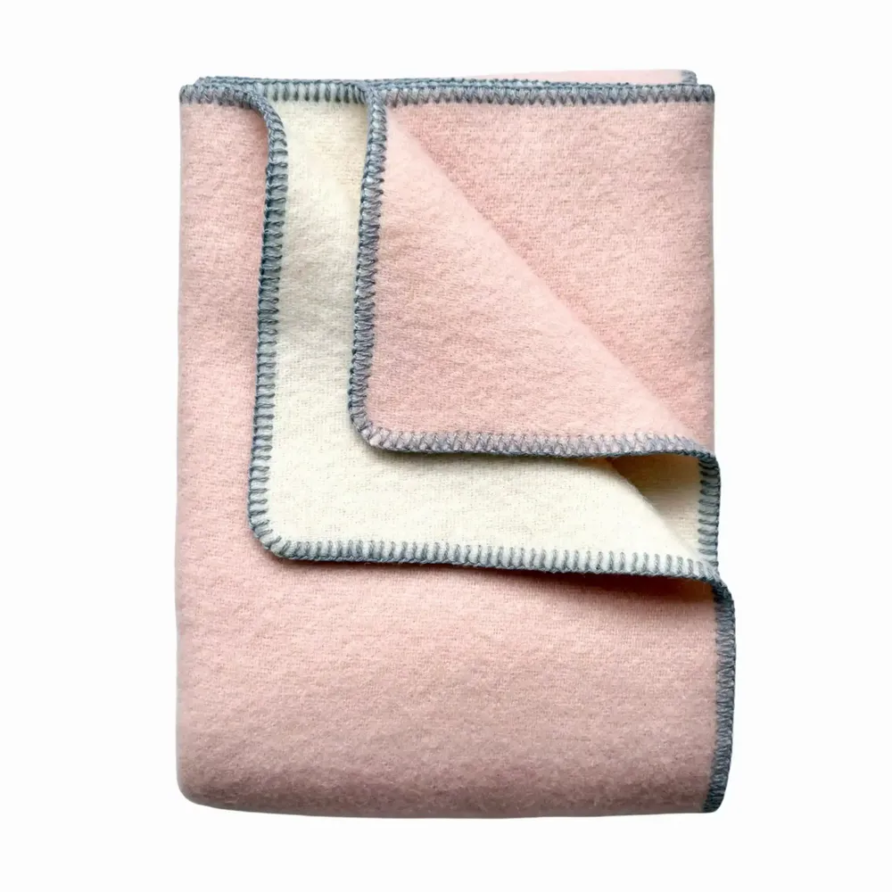 Throw blankets - Wool blanket plaid, Soft Pink - WOOL ONLY BY JOWOLLINA
