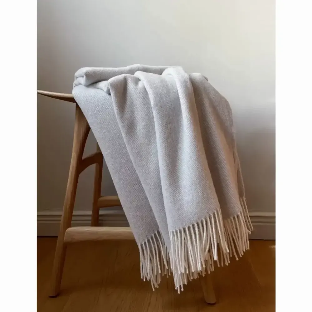 Throw blankets - Wool blanket plaid, Merino Uni Grey - WOOL ONLY BY JOWOLLINA
