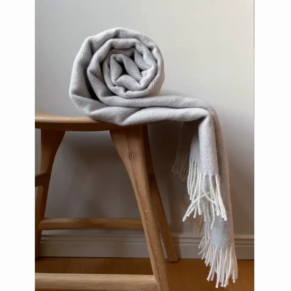 Throw blankets - Wool blanket plaid, Merino Uni Grey - WOOL ONLY BY JOWOLLINA