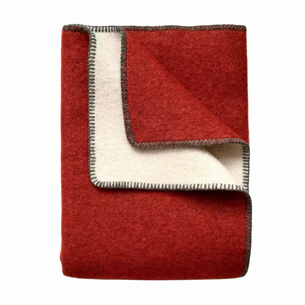 Plaids - Plaid couverture en laine, Brique - WOOL ONLY BY JOWOLLINA