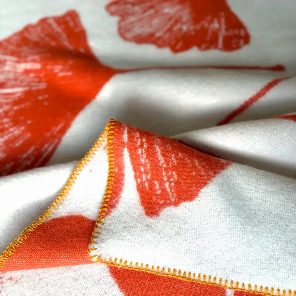 Plaids - Plaid couverture en laine, Ginkgo Vintage Orange - WOOL ONLY BY JOWOLLINA