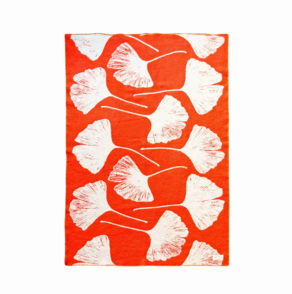 Plaids - Plaid couverture en laine, Ginkgo Vintage Orange - WOOL ONLY BY JOWOLLINA