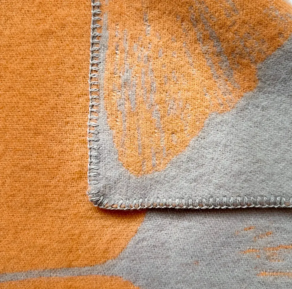 Plaids - Plaid couverture en laine, Ginkgo Peach Harmony - WOOL ONLY BY JOWOLLINA