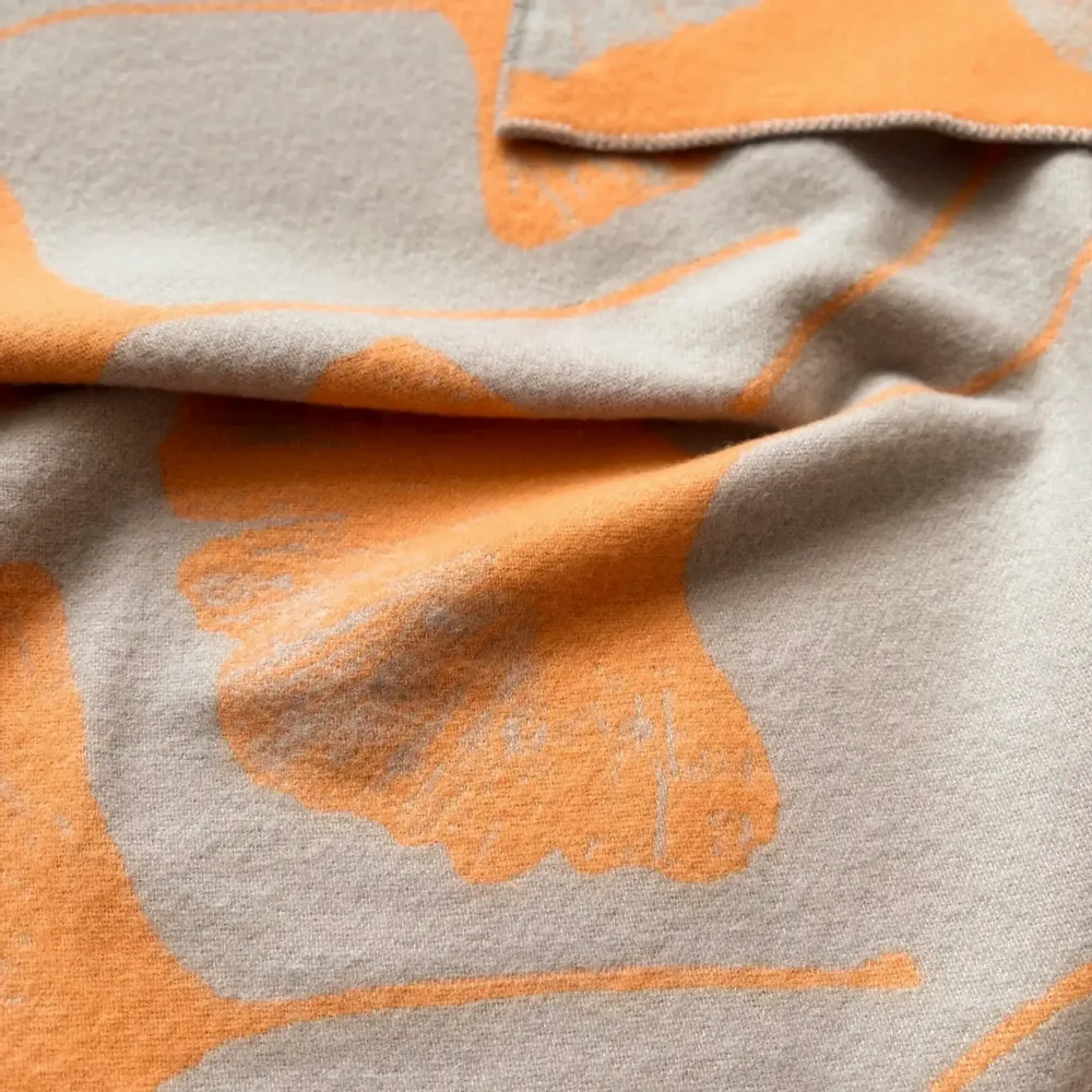 Plaids - Plaid couverture en laine, Ginkgo Peach Harmony - WOOL ONLY BY JOWOLLINA