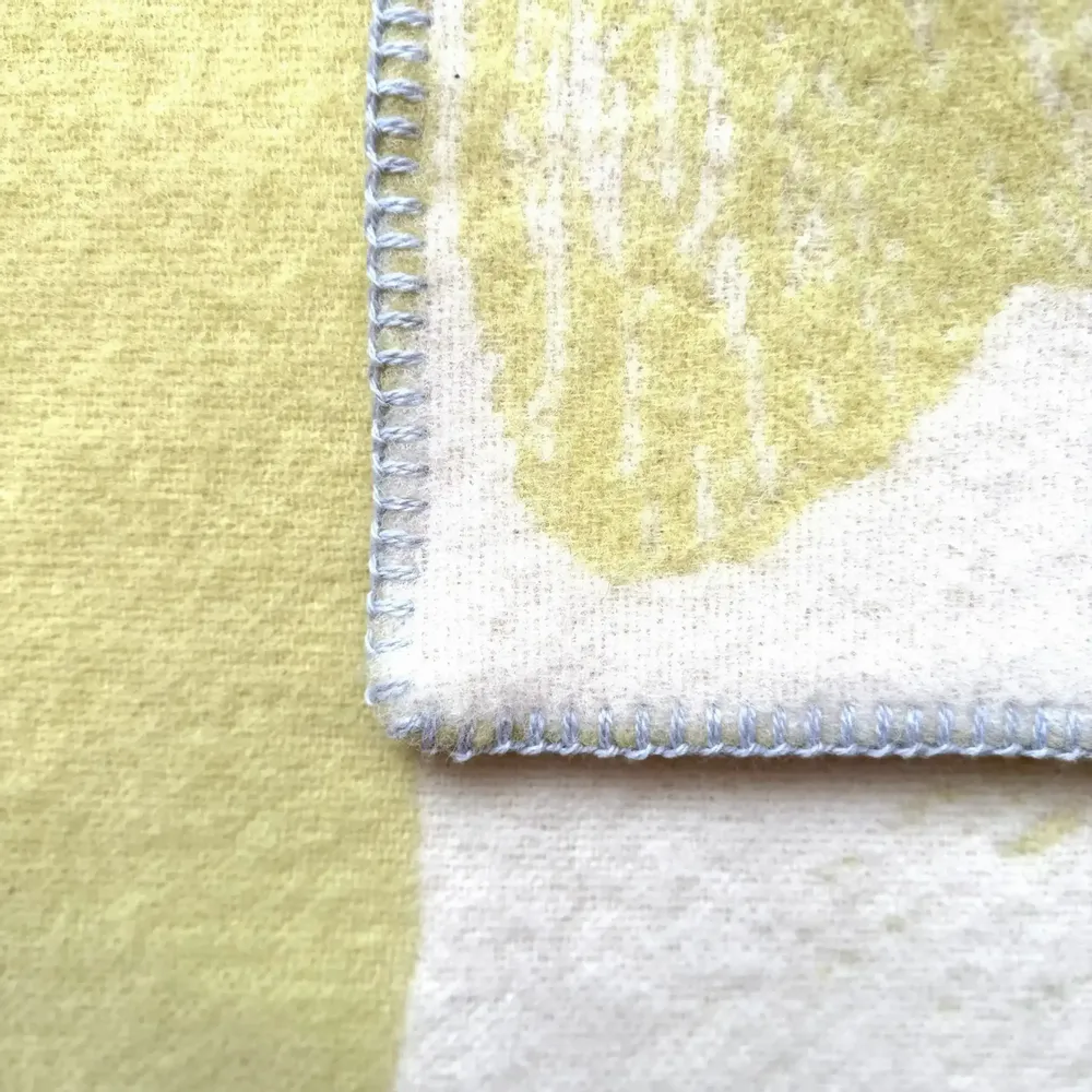 Throw blankets - Wool blanket plaid, Ginkgo Vintage Lemon - WOOL ONLY BY JOWOLLINA