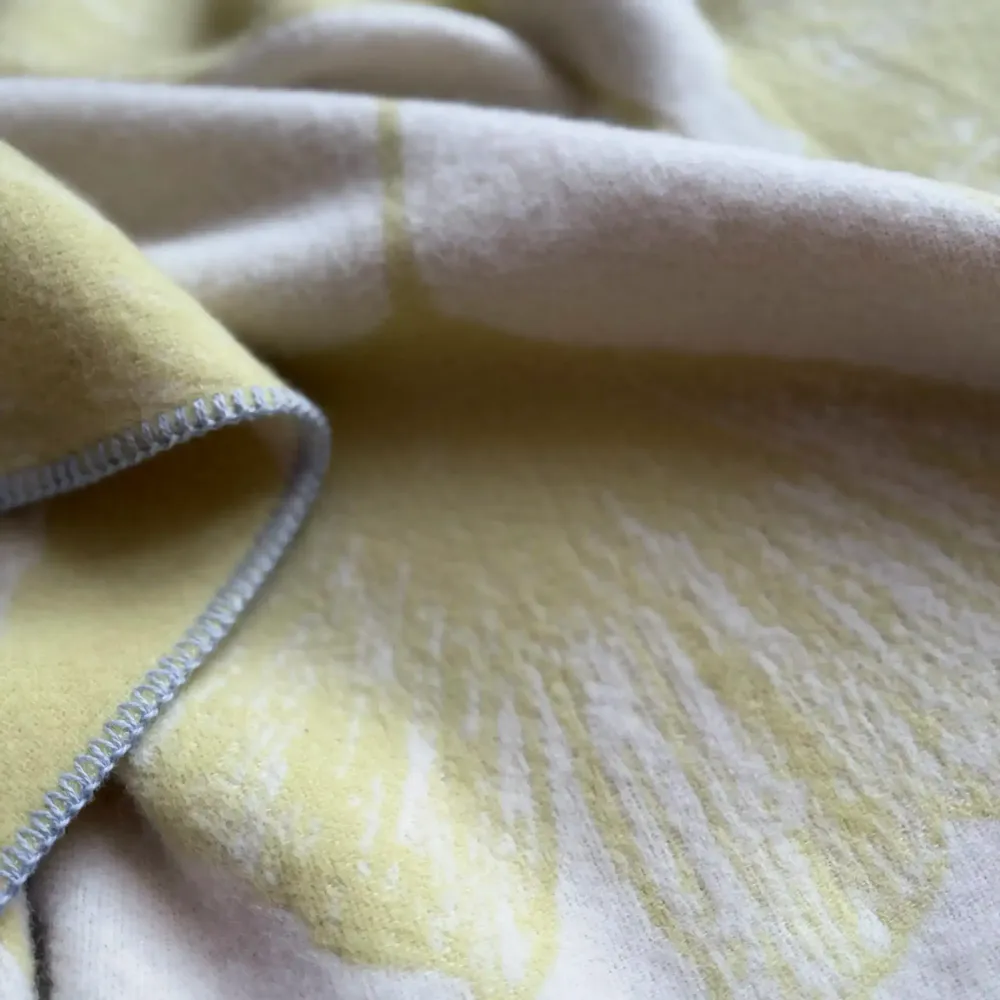 Throw blankets - Wool blanket plaid, Ginkgo Vintage Lemon - WOOL ONLY BY JOWOLLINA