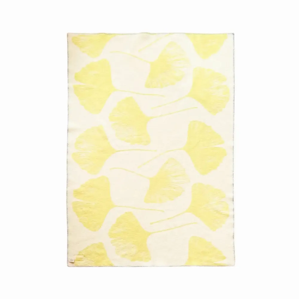 Throw blankets - Wool blanket plaid, Ginkgo Vintage Lemon - WOOL ONLY BY JOWOLLINA