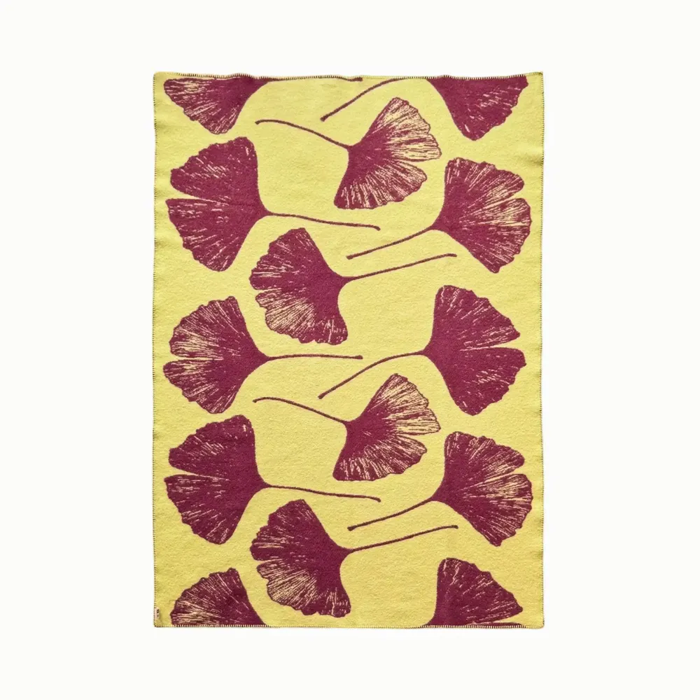 Throw blankets - Wool blanket plaid, Ginkgo Vintage Plum) - WOOL ONLY BY JOWOLLINA