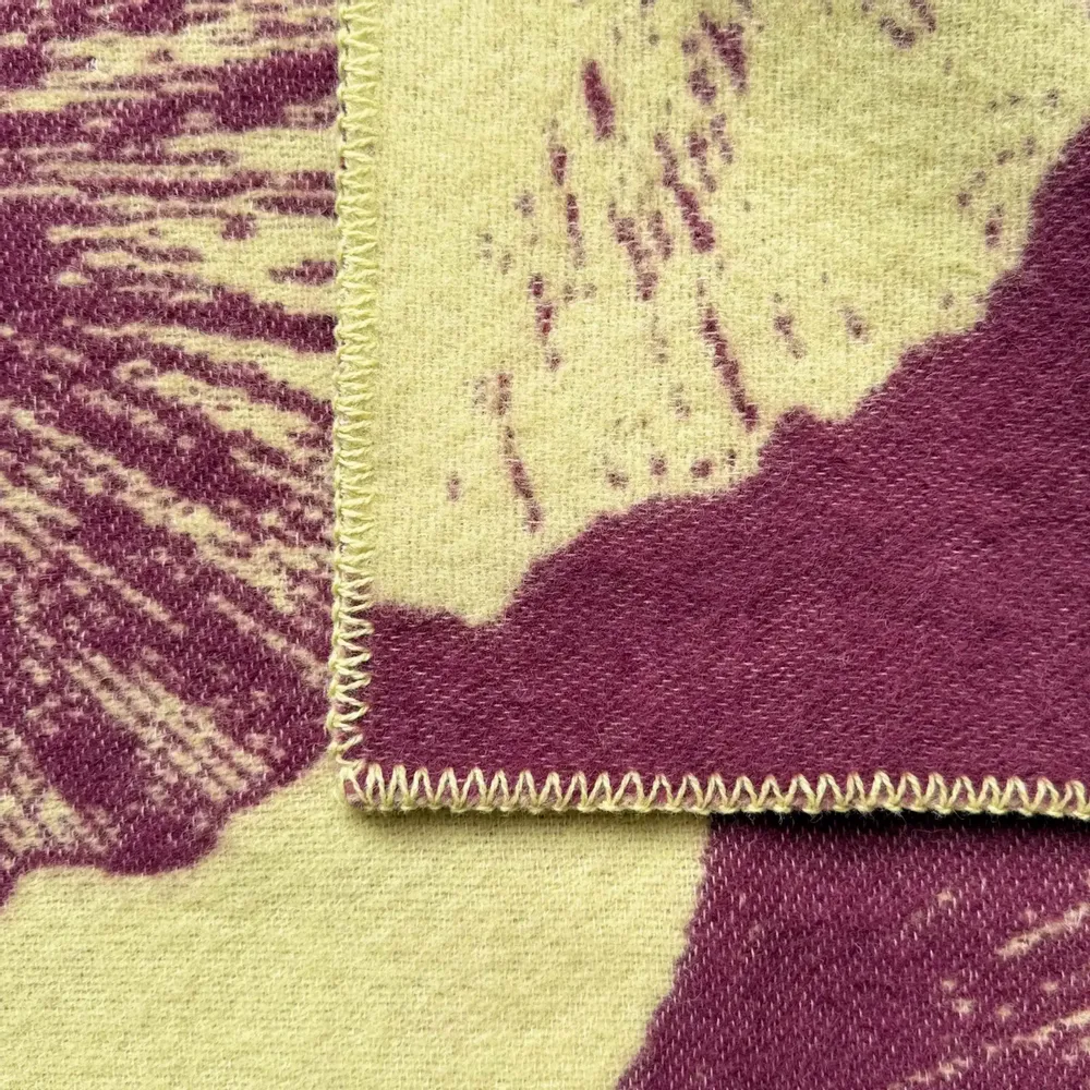 Throw blankets - Wool blanket plaid, Ginkgo Vintage Plum) - WOOL ONLY BY JOWOLLINA