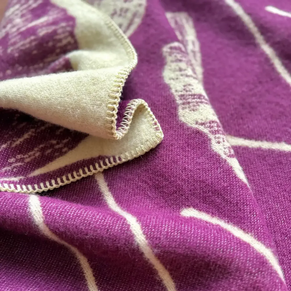 Throw blankets - Wool blanket plaid, Ginkgo Vintage Plum) - WOOL ONLY BY JOWOLLINA