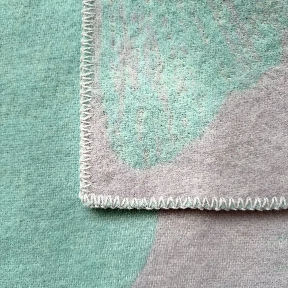 Throw blankets - Wool blanket plaid, Ginkgo Aura Blue - WOOL ONLY BY JOWOLLINA