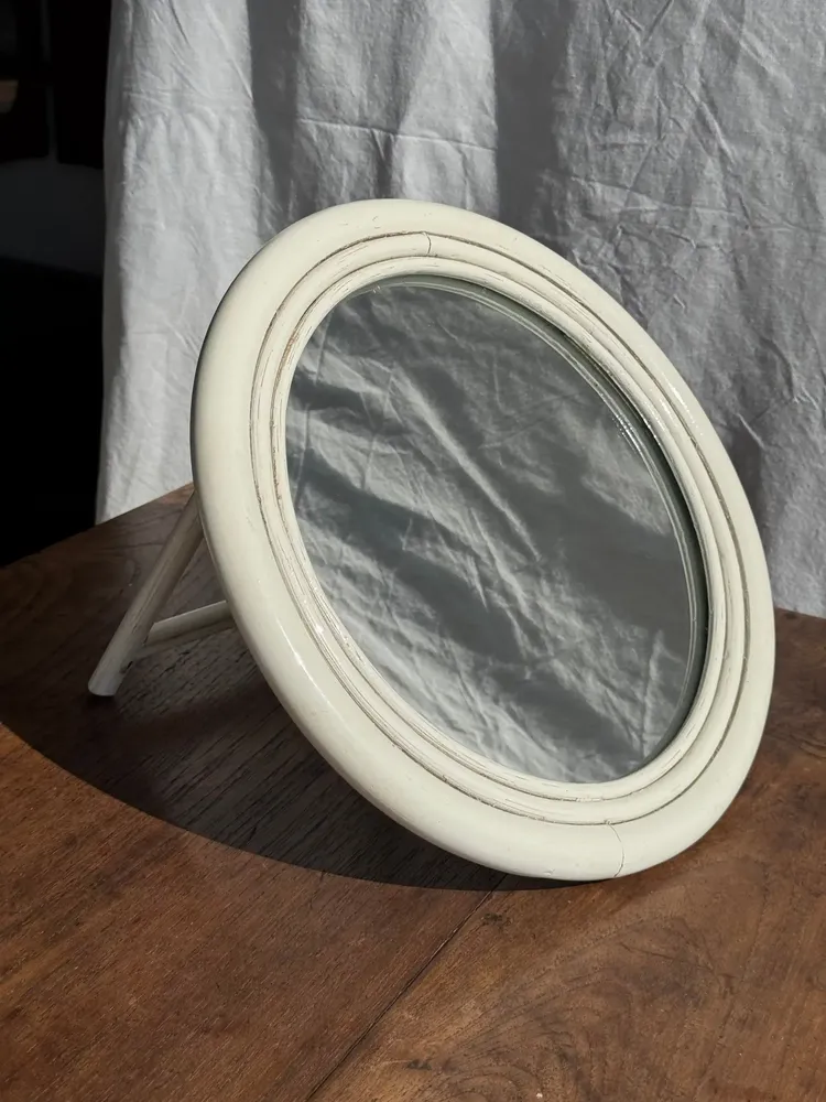 Miroirs - Petit miroir circulaire à fixer ou à poser blanc D29 - OFFICE OBJETS
