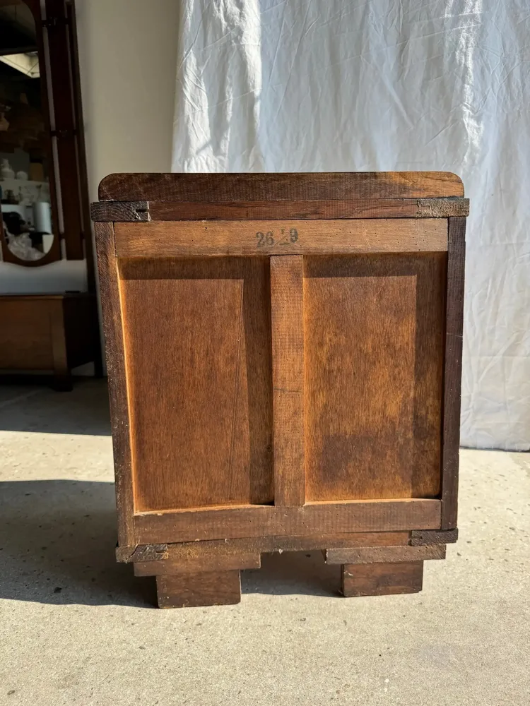 Other tables - Art Deco wooden bedside table with marble top and one drawer - OFFICE OBJETS