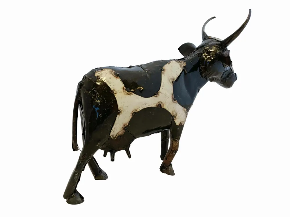 Outdoor decorative accessories - Recycled Metal Sculpture Cow 40cm - TERRE SAUVAGE