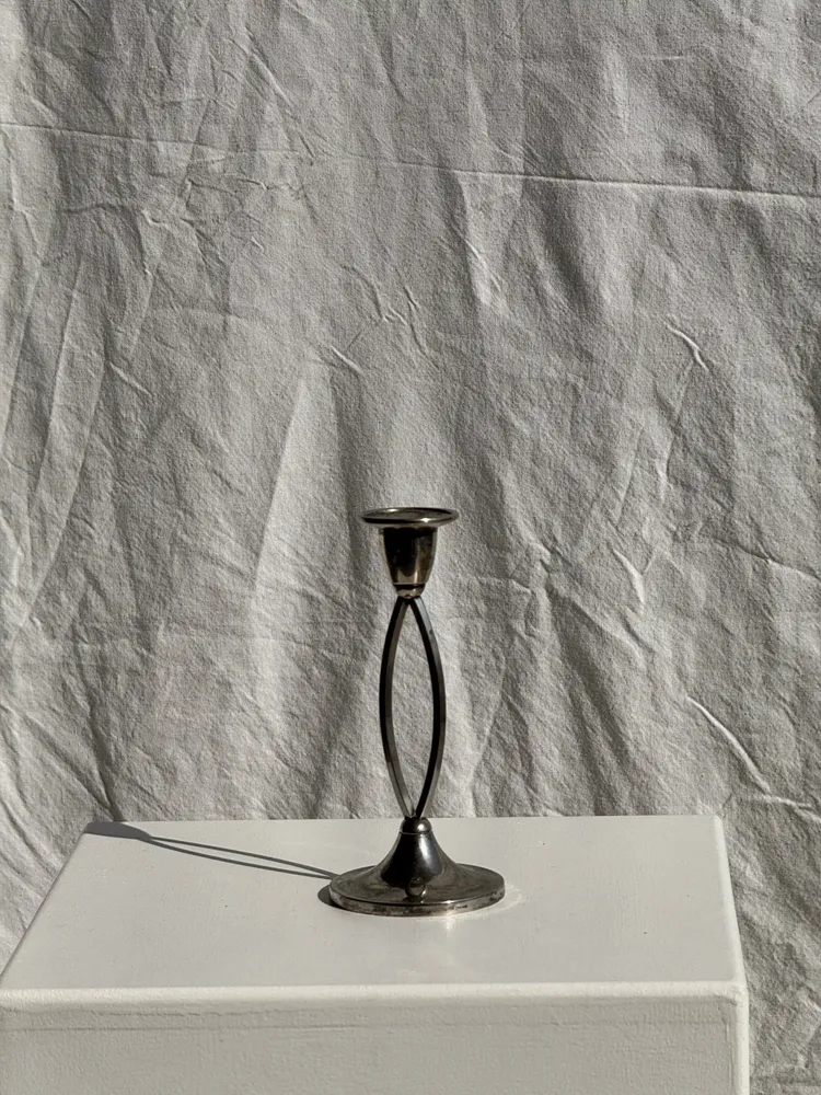 Bougeoirs et photophores  - Petit bougeoir argenté moderne vintage Made in England, Silver plate of Englande. IANTE. H16 - OFFICE OBJETS