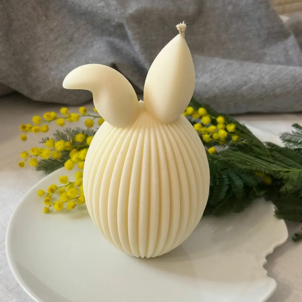 Bougies - Bougie Artisanale en Cire de Soja – Lapin & Œuf Texturé - QUIET