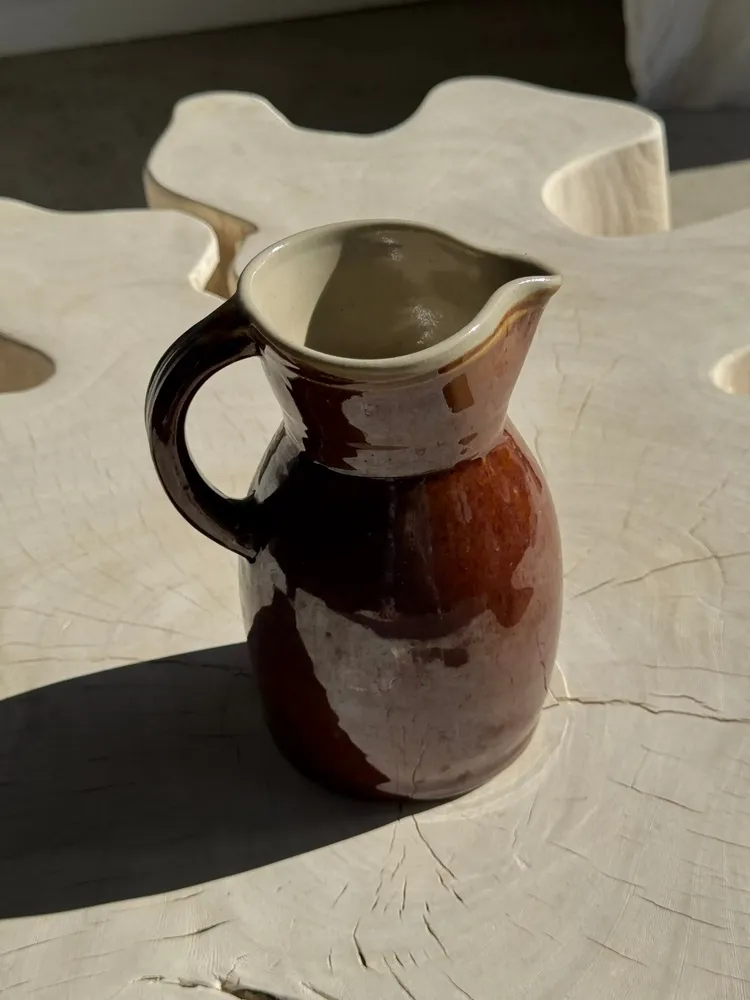 Carafes - Large varnished brown stoneware jug Grès du Berry Made in France H19 - OFFICE OBJETS