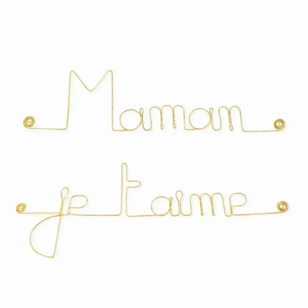 Other wall decoration - Mother's Day Gift "Mom I love you" - Gold-Plated Brass - BIJOUX DE MUR