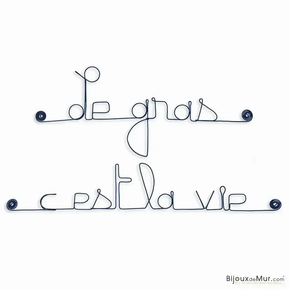 Autres décorations murales - Citation Cuisine en fil de fer " Le gras, c'est la vie " - BIJOUX DE MUR