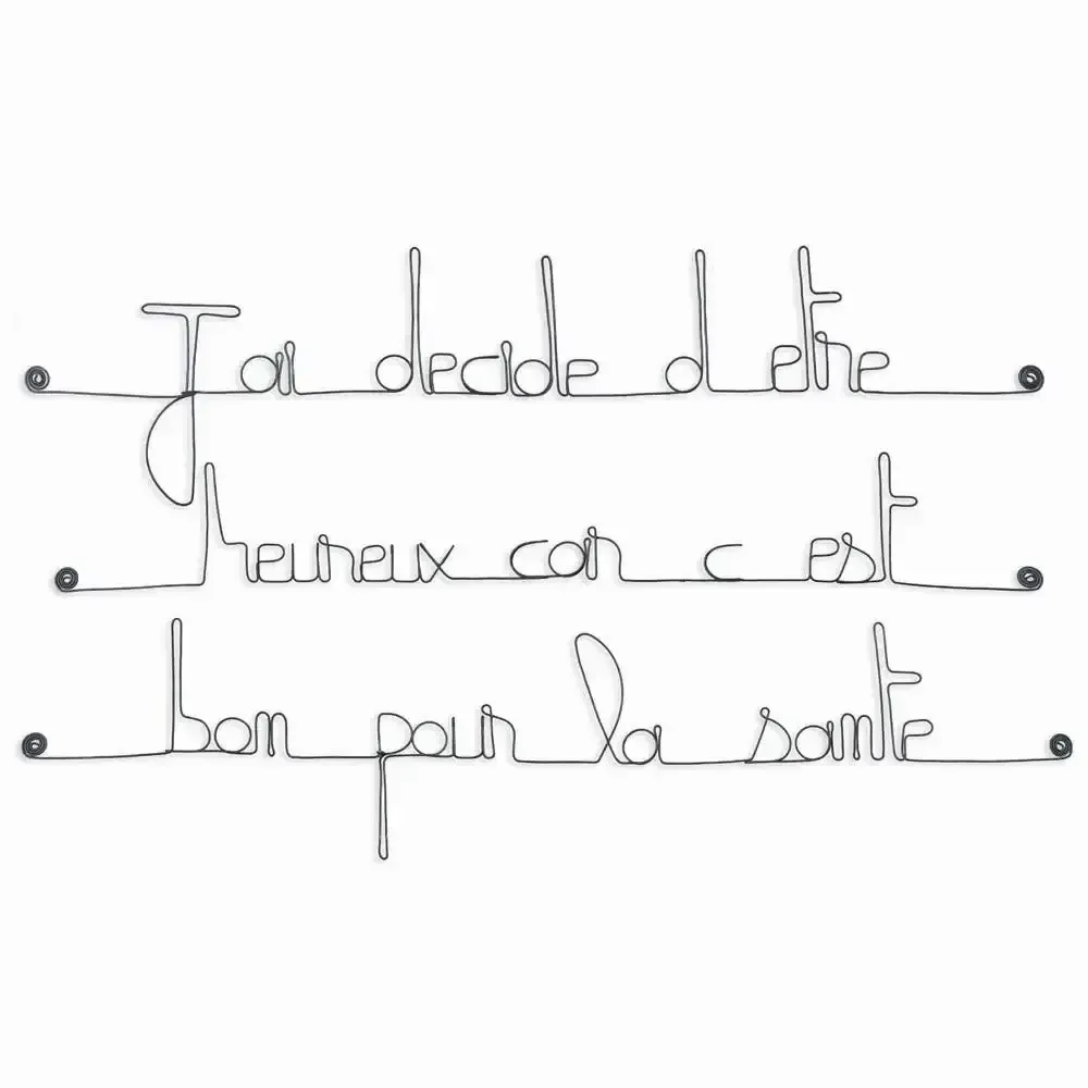 Autres décorations murales - Citation Déco Murale en Fil Métallique : "Heureux ... Santé" - BIJOUX DE MUR