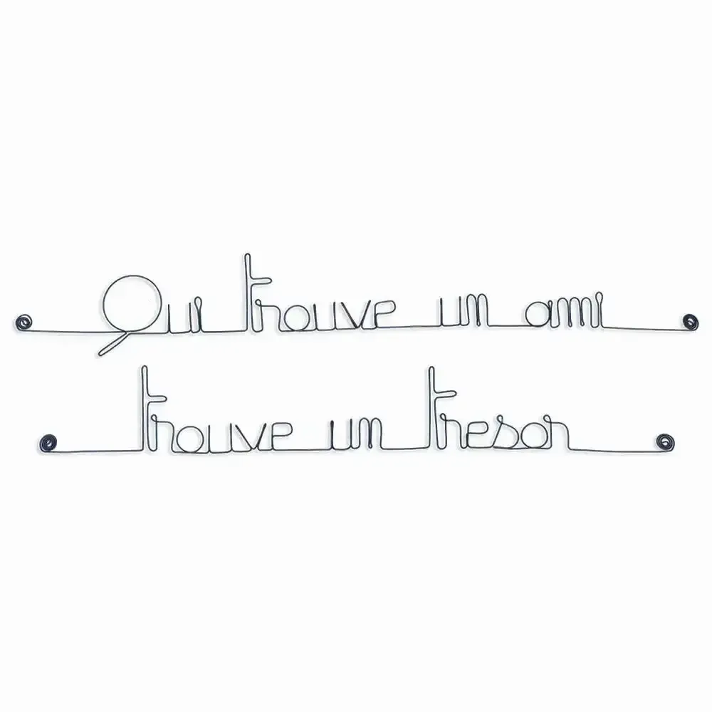 Autres décorations murales - Citation en fil de fer " Qui trouve un ami trouve un trésor - BIJOUX DE MUR