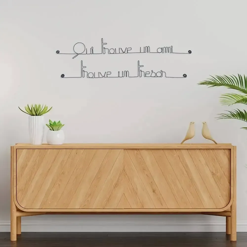 Autres décorations murales - Citation en fil de fer " Qui trouve un ami trouve un trésor - BIJOUX DE MUR