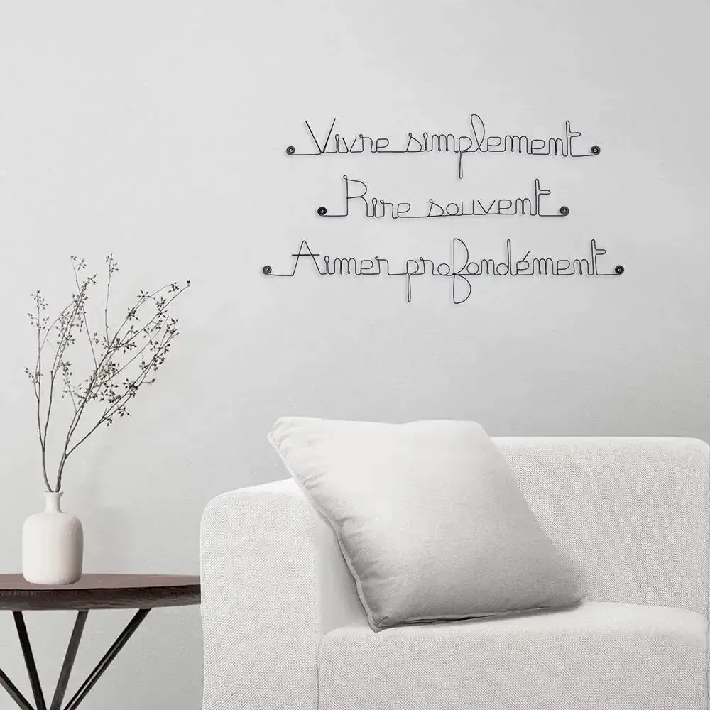Autres décorations murales - Citation en fil de fer " Vivre, rire , aimer " - BIJOUX DE MUR