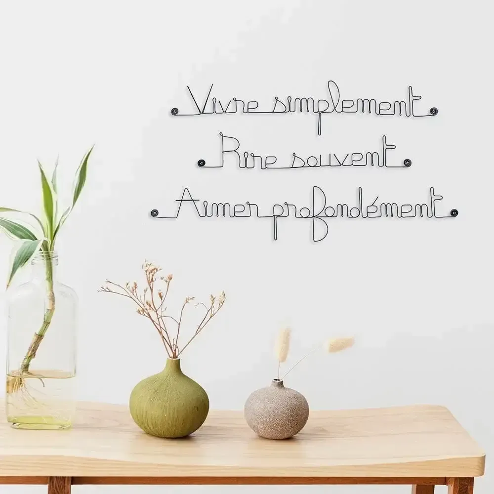 Autres décorations murales - Citation en fil de fer " Vivre, rire , aimer " - BIJOUX DE MUR
