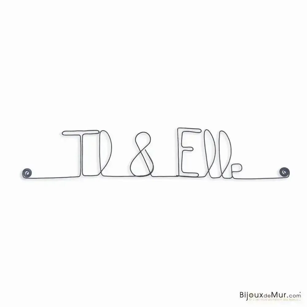 Autres décorations murales - Déco murale en fil de fer " Il & Elle " - Saint Valentin - BIJOUX DE MUR