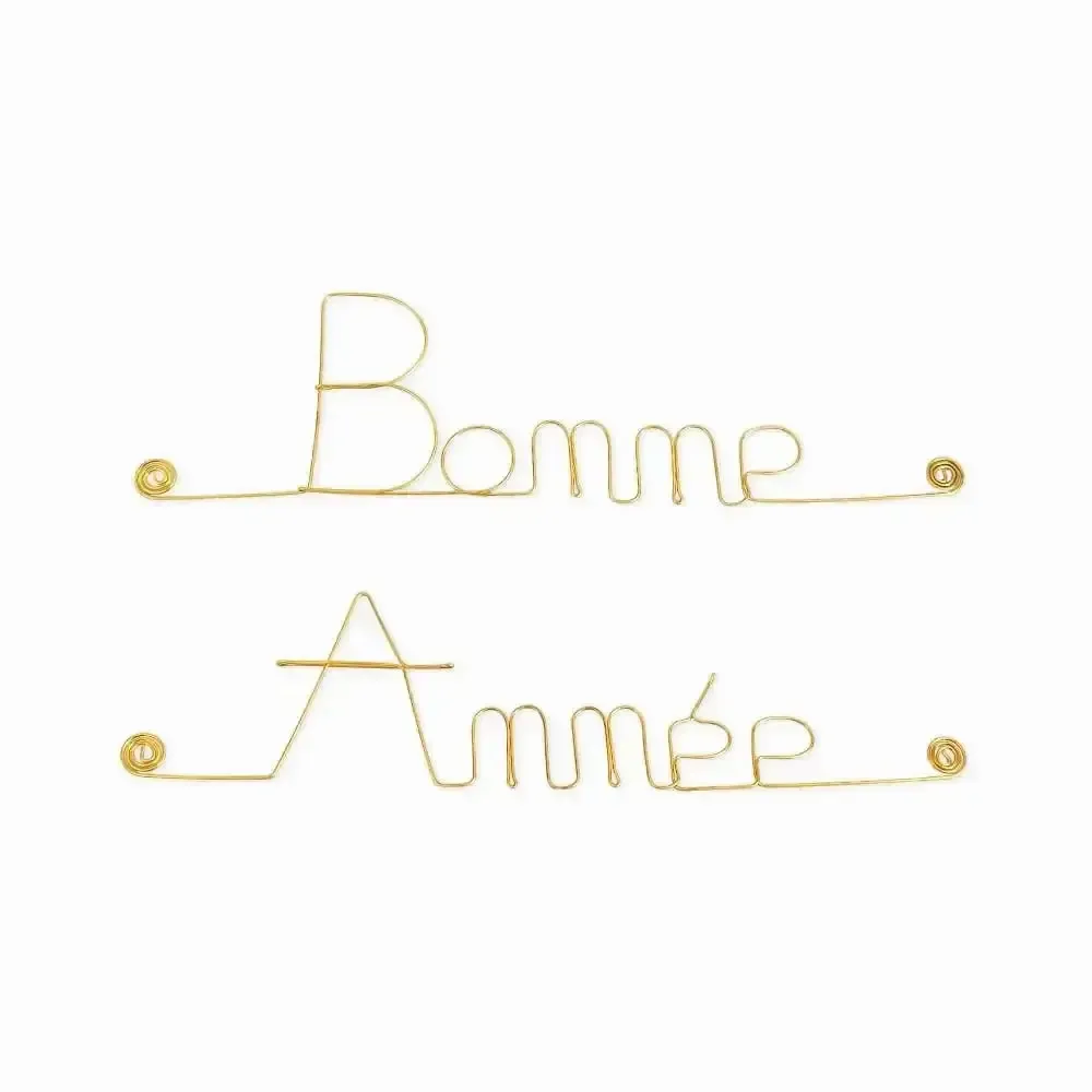 Other wall decoration - Gold Brass Wire Wall Decor - Happy Holidays - BIJOUX DE MUR