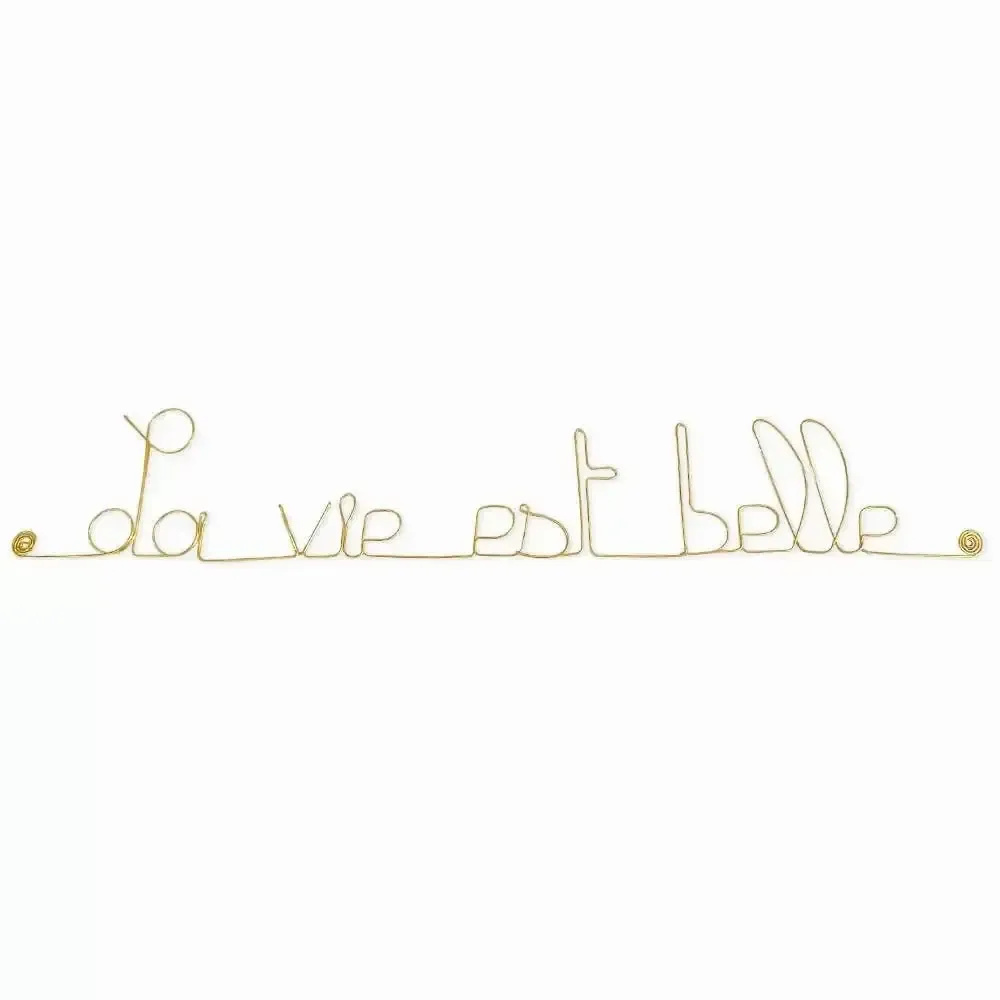 Autres décorations murales - Décoration Murale en Fil de Laiton Doré "La vie est belle" - BIJOUX DE MUR