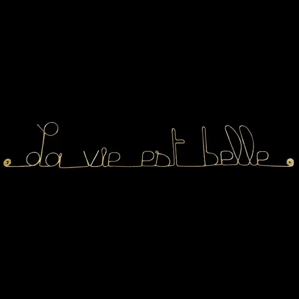 Autres décorations murales - Décoration Murale en Fil de Laiton Doré "La vie est belle" - BIJOUX DE MUR