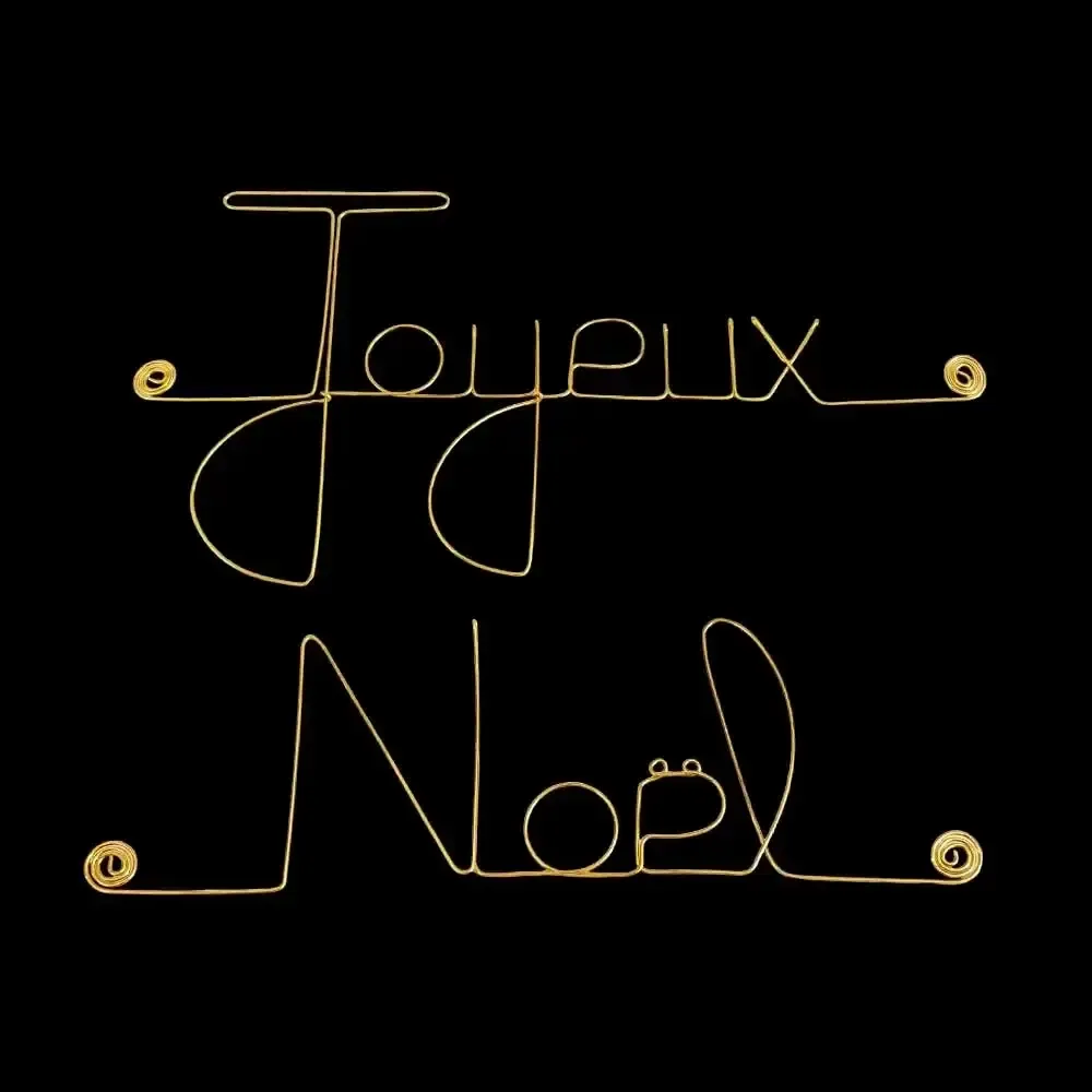 Autres décorations murales - Décoration Murale en Fil de Laiton Doré - Joyeux Noel - BIJOUX DE MUR