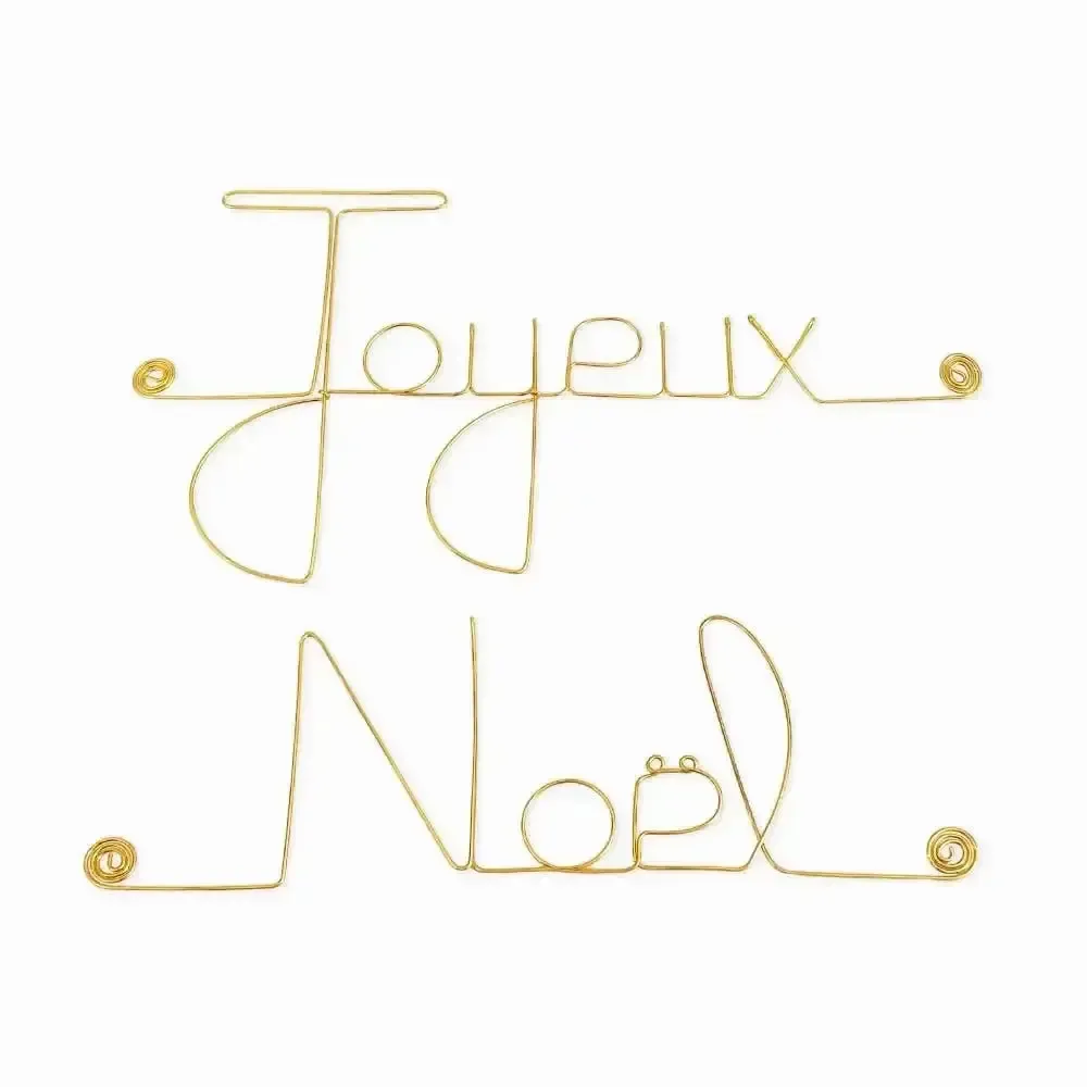 Autres décorations murales - Décoration Murale en Fil de Laiton Doré - Joyeux Noel - BIJOUX DE MUR