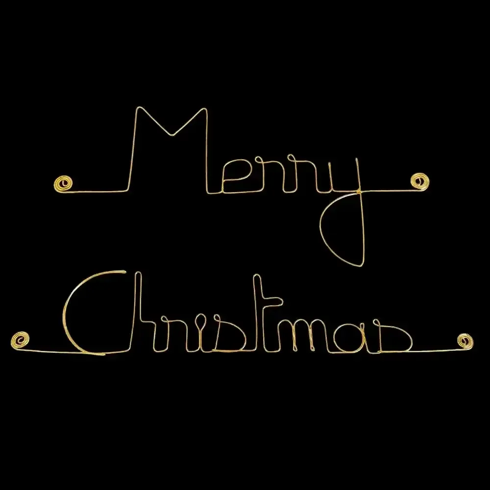 Autres décorations murales - Décoration Murale en Fil de Laiton Doré - Merry Christmas - BIJOUX DE MUR